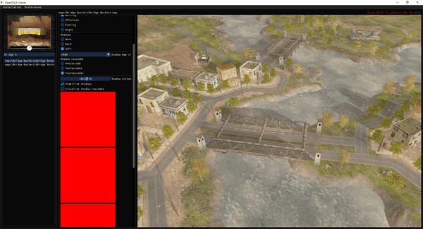 A screenshot demonstrating bridges, water and shadows in OpenSAGE